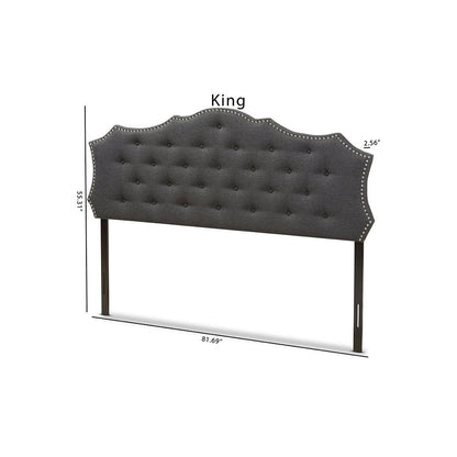 Aurora Modern and Contemporary Dark Grey Fabric King Size Headboard