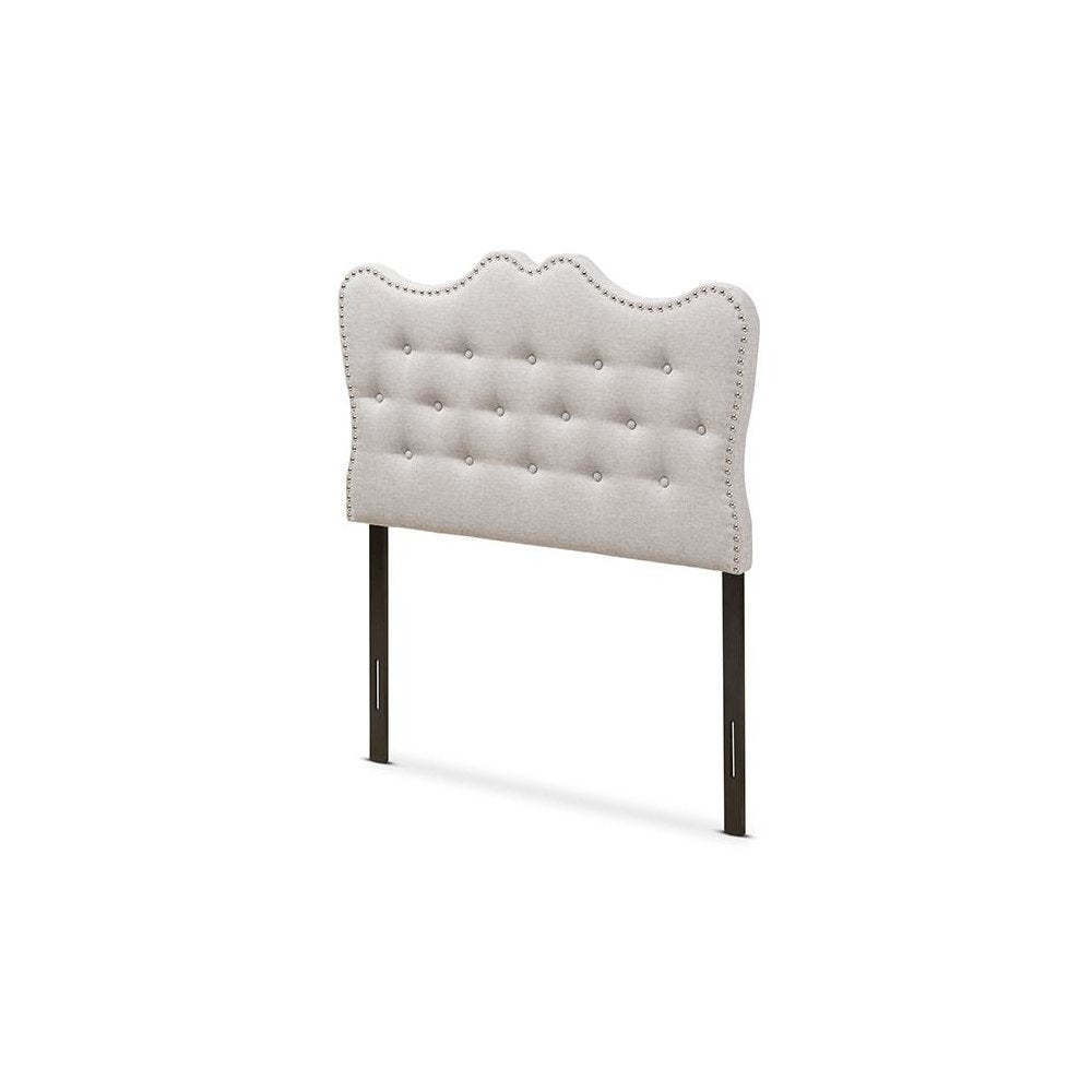 Emma Modern and Contemporary Greyish Beige Fabric Twin Size Headboard
