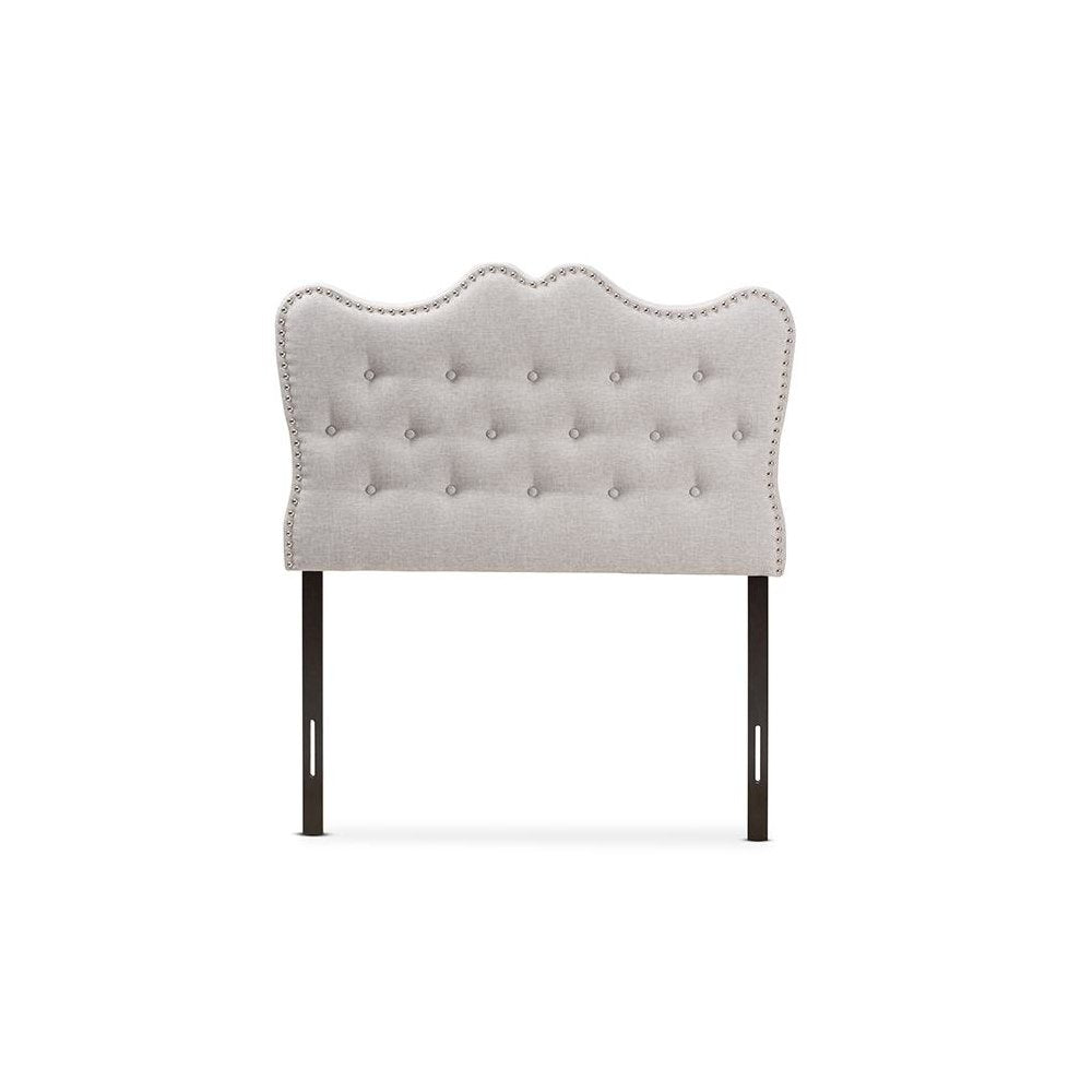 Emma Modern and Contemporary Greyish Beige Fabric Twin Size Headboard