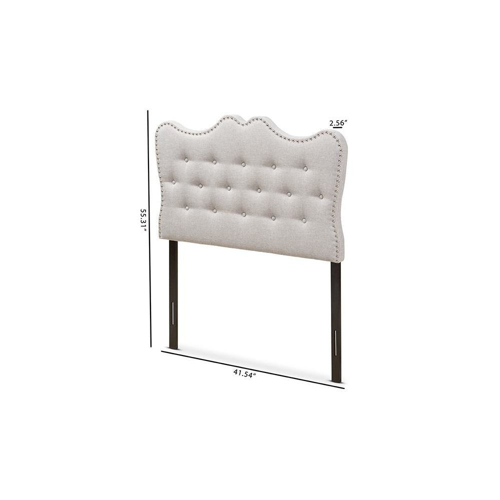 Emma Modern and Contemporary Greyish Beige Fabric Twin Size Headboard
