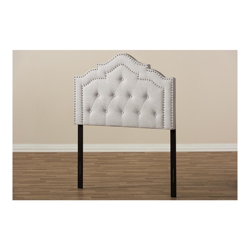 Edith Modern and Contemporary Greyish Beige Fabric Twin Size Headboard