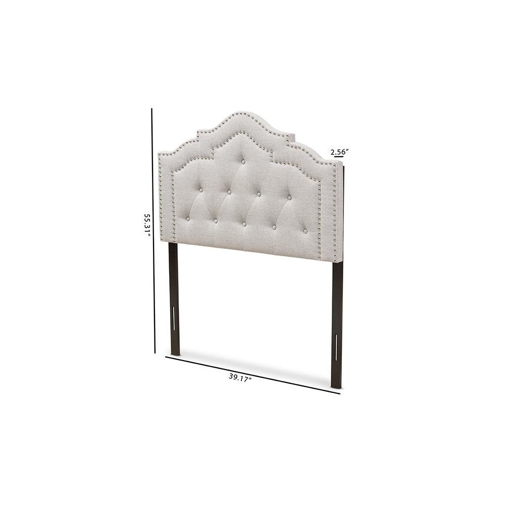 Edith Modern and Contemporary Greyish Beige Fabric Twin Size Headboard