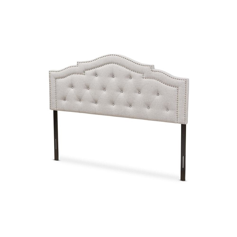 Edith Modern and Contemporary Greyish Beige Fabric Full Size Headboard