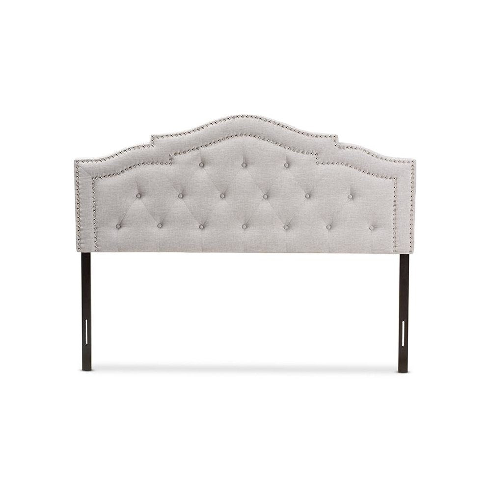 Edith Modern and Contemporary Greyish Beige Fabric Full Size Headboard
