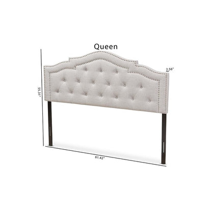 Edith Modern and Contemporary Greyish Beige Fabric Queen Size Headboard