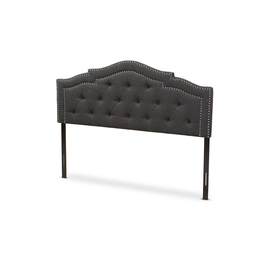 Edith Modern and Contemporary Dark Grey Fabric Queen Size Headboard