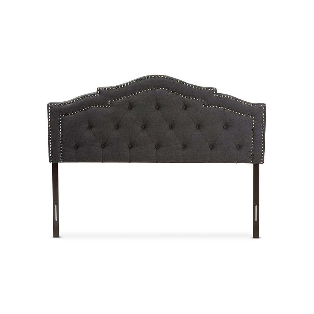 Edith Modern and Contemporary Dark Grey Fabric Queen Size Headboard