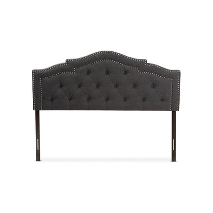 Edith Modern and Contemporary Dark Grey Fabric Queen Size Headboard