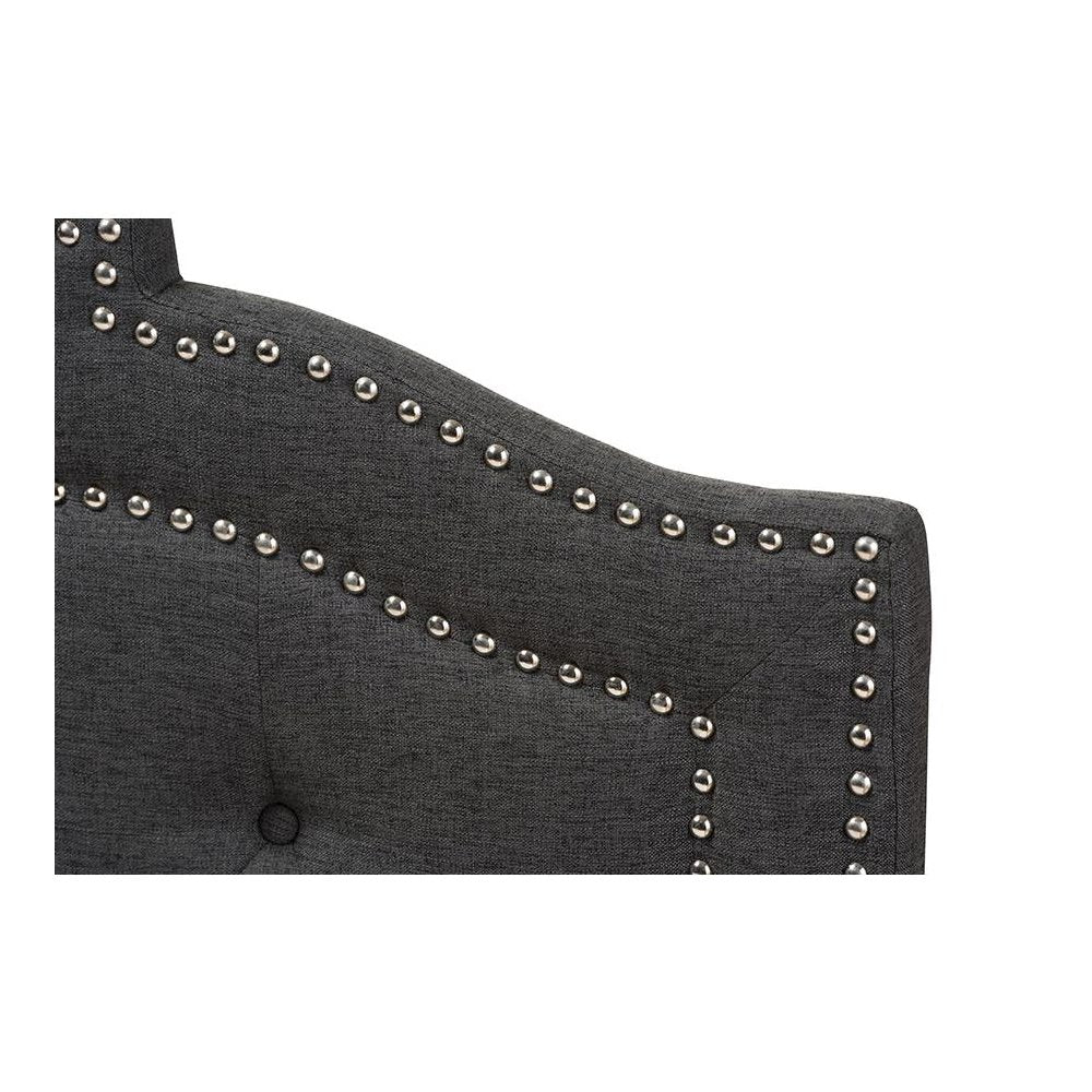 Edith Modern and Contemporary Dark Grey Fabric Queen Size Headboard