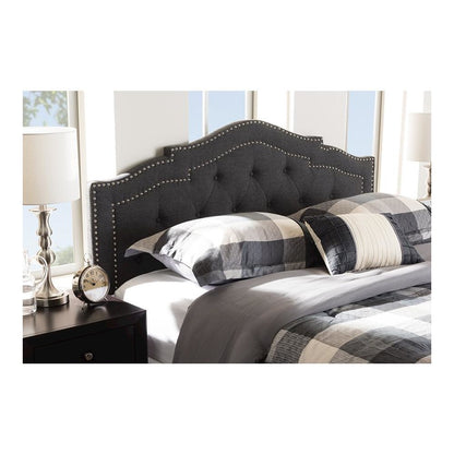Edith Modern and Contemporary Dark Grey Fabric Queen Size Headboard