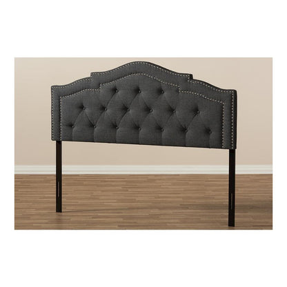 Edith Modern and Contemporary Dark Grey Fabric Queen Size Headboard
