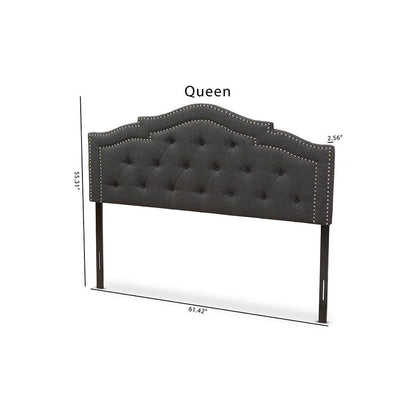 Edith Modern and Contemporary Dark Grey Fabric Queen Size Headboard