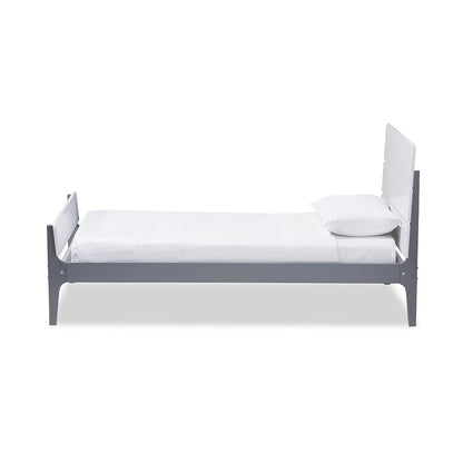 Classic Mission Style White and Dark Grey-Finished Wood Twin Platform Bed