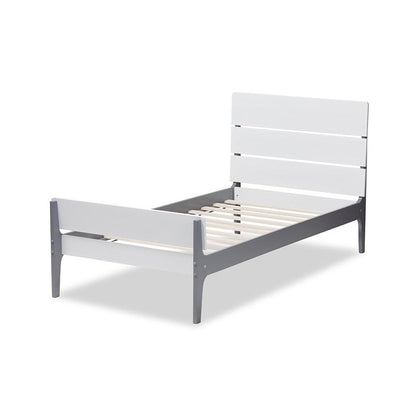 Classic Mission Style White and Dark Grey-Finished Wood Twin Platform Bed