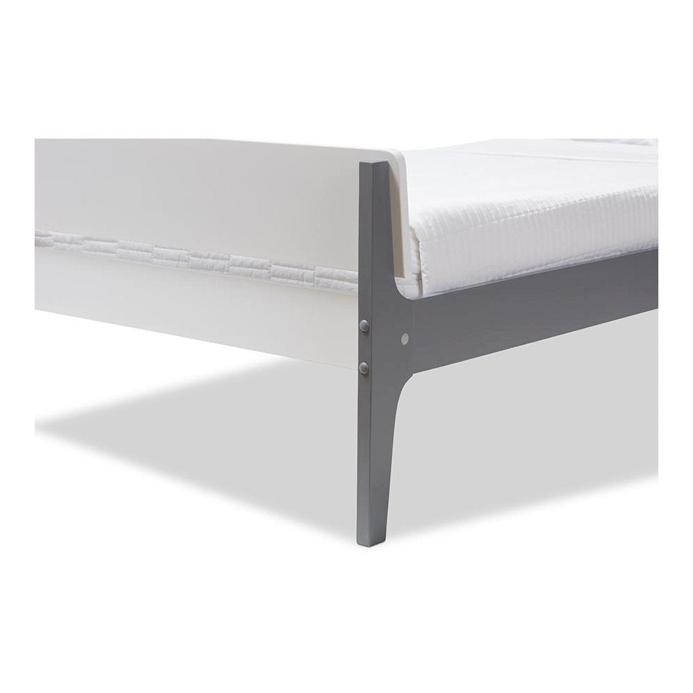 Classic Mission Style White and Dark Grey-Finished Wood Twin Platform Bed
