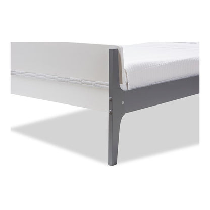 Classic Mission Style White and Dark Grey-Finished Wood Twin Platform Bed