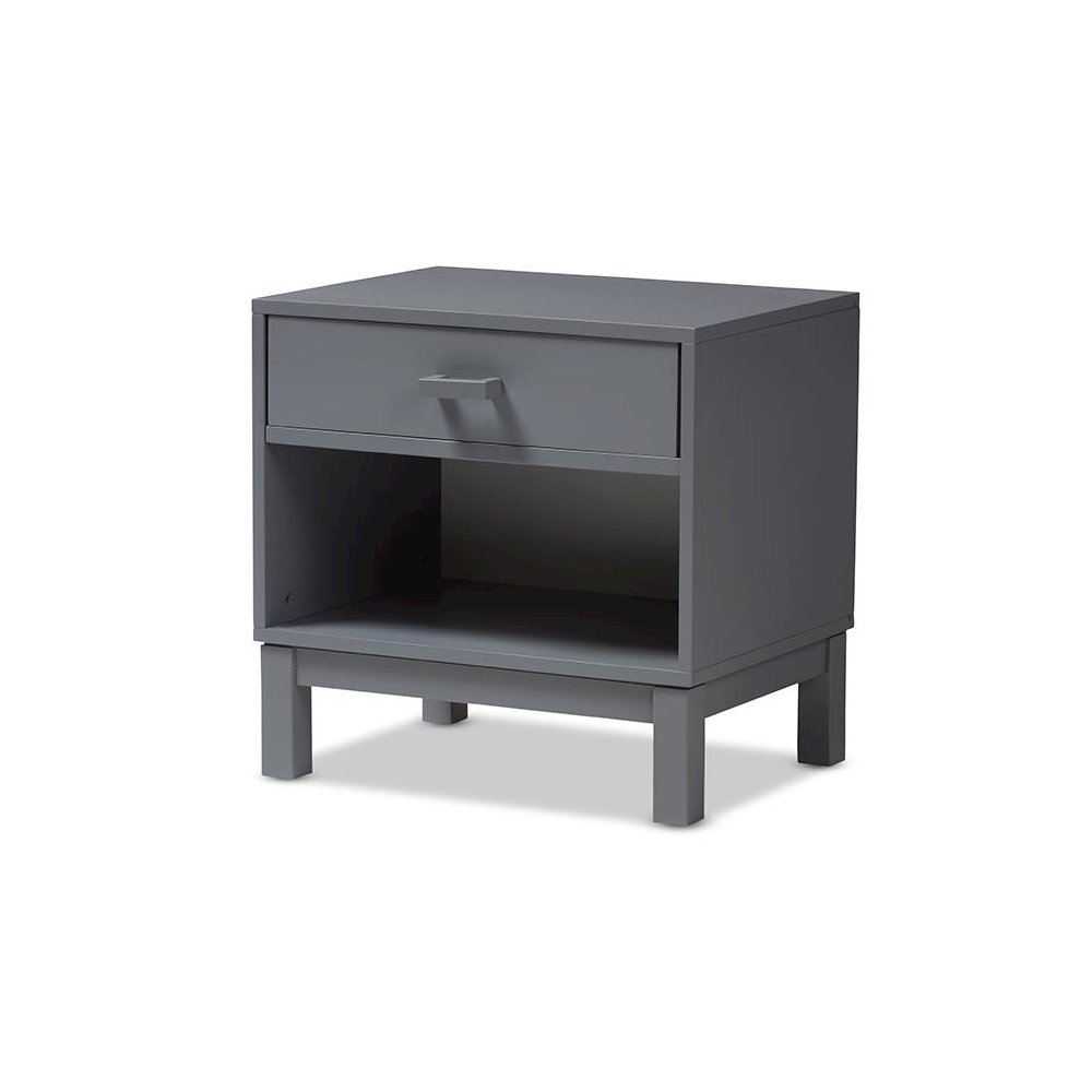 Baxton Studio Deirdre Modern and Contemporary Grey Wood 1-Drawer Nightstand