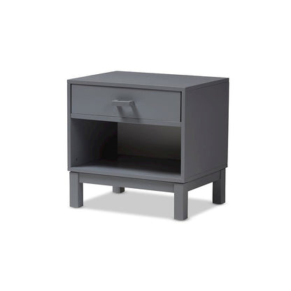 Baxton Studio Deirdre Modern and Contemporary Grey Wood 1-Drawer Nightstand