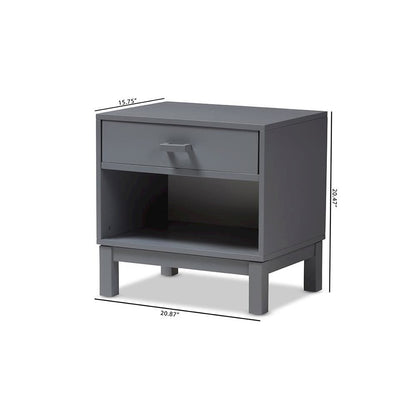 Baxton Studio Deirdre Modern and Contemporary Grey Wood 1-Drawer Nightstand