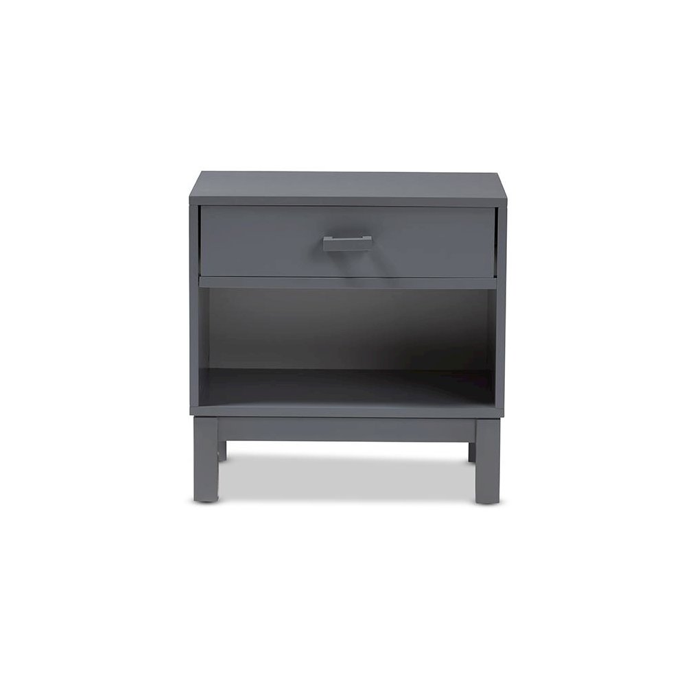 Baxton Studio Deirdre Modern and Contemporary Grey Wood 1-Drawer Nightstand