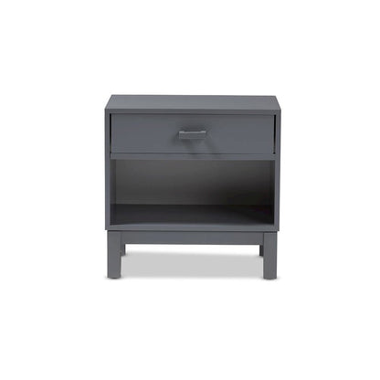 Baxton Studio Deirdre Modern and Contemporary Grey Wood 1-Drawer Nightstand