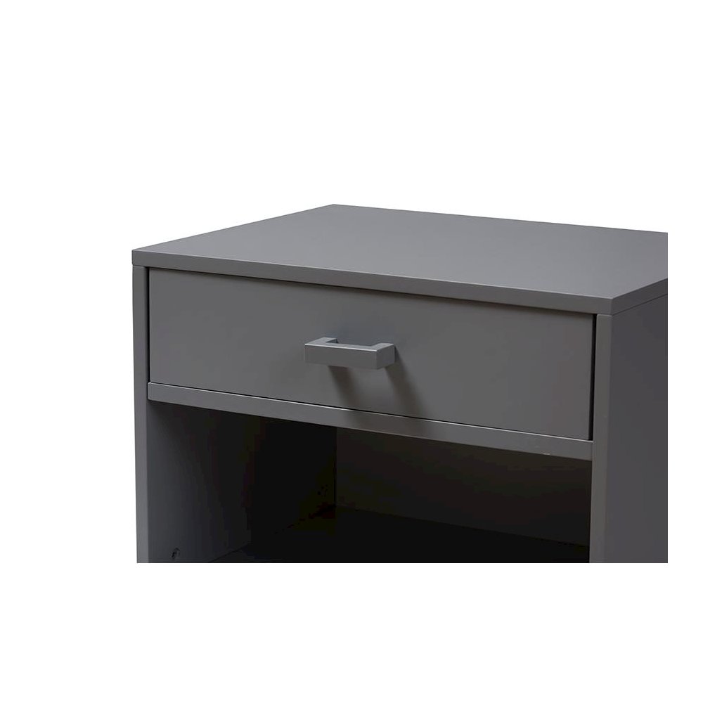 Baxton Studio Deirdre Modern and Contemporary Grey Wood 1-Drawer Nightstand