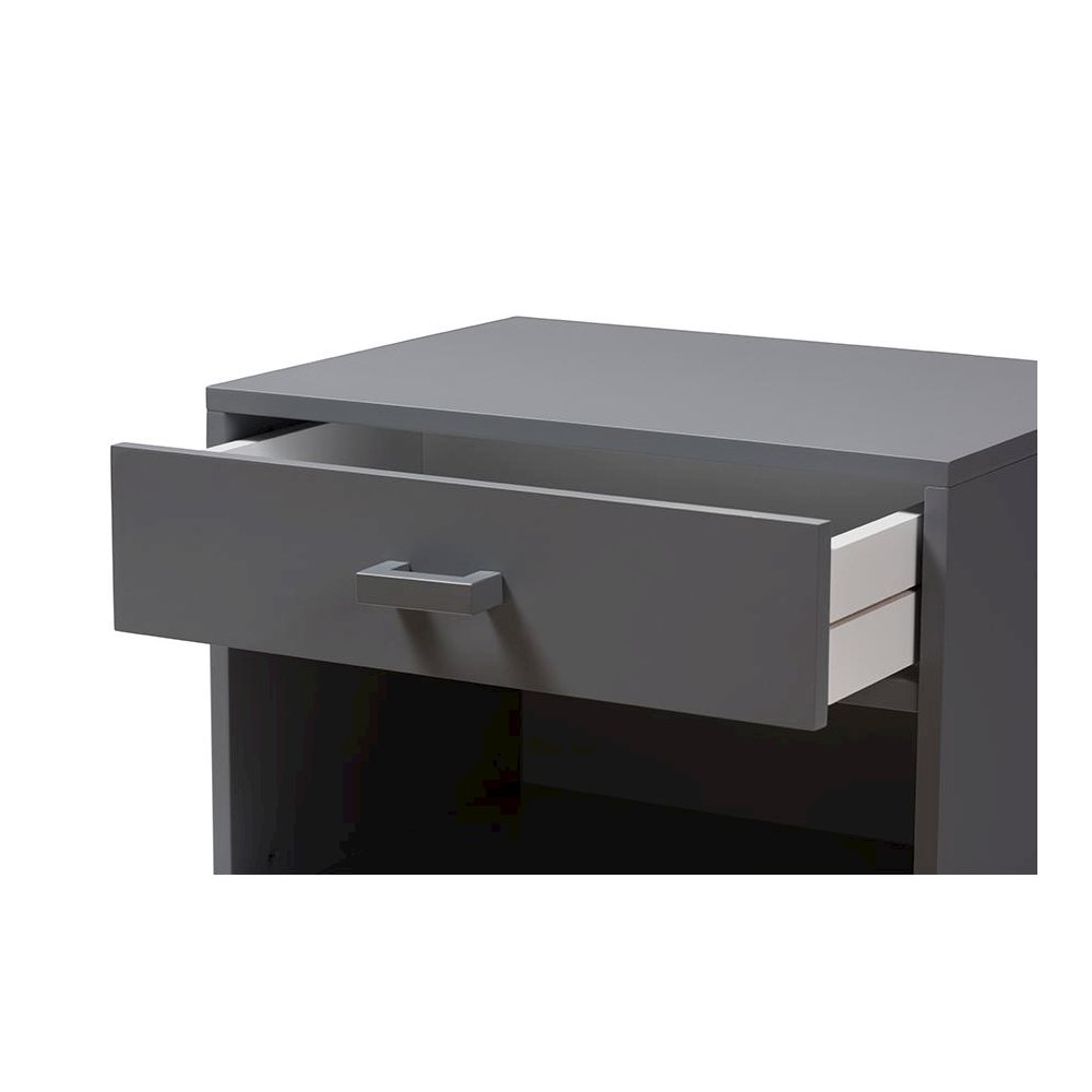 Baxton Studio Deirdre Modern and Contemporary Grey Wood 1-Drawer Nightstand