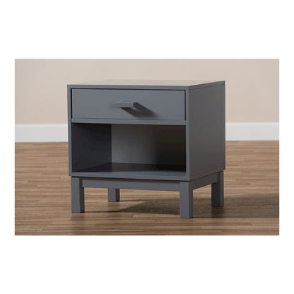Baxton Studio Deirdre Modern and Contemporary Grey Wood 1-Drawer Nightstand