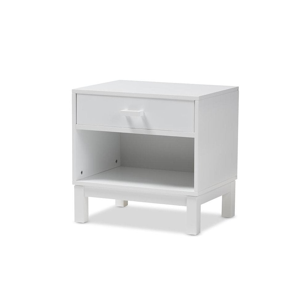 Deirdre Modern and Contemporary White Wood 1-Drawer Nightstand