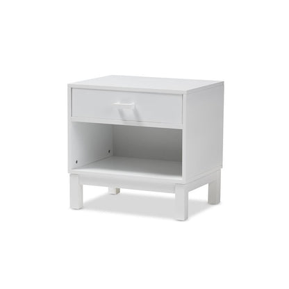 Deirdre Modern and Contemporary White Wood 1-Drawer Nightstand