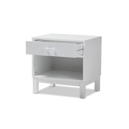 Deirdre Modern and Contemporary White Wood 1-Drawer Nightstand