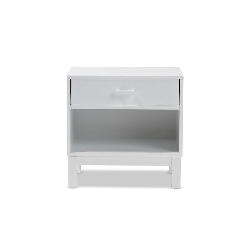 Deirdre Modern and Contemporary White Wood 1-Drawer Nightstand