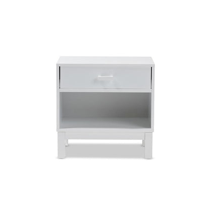 Deirdre Modern and Contemporary White Wood 1-Drawer Nightstand