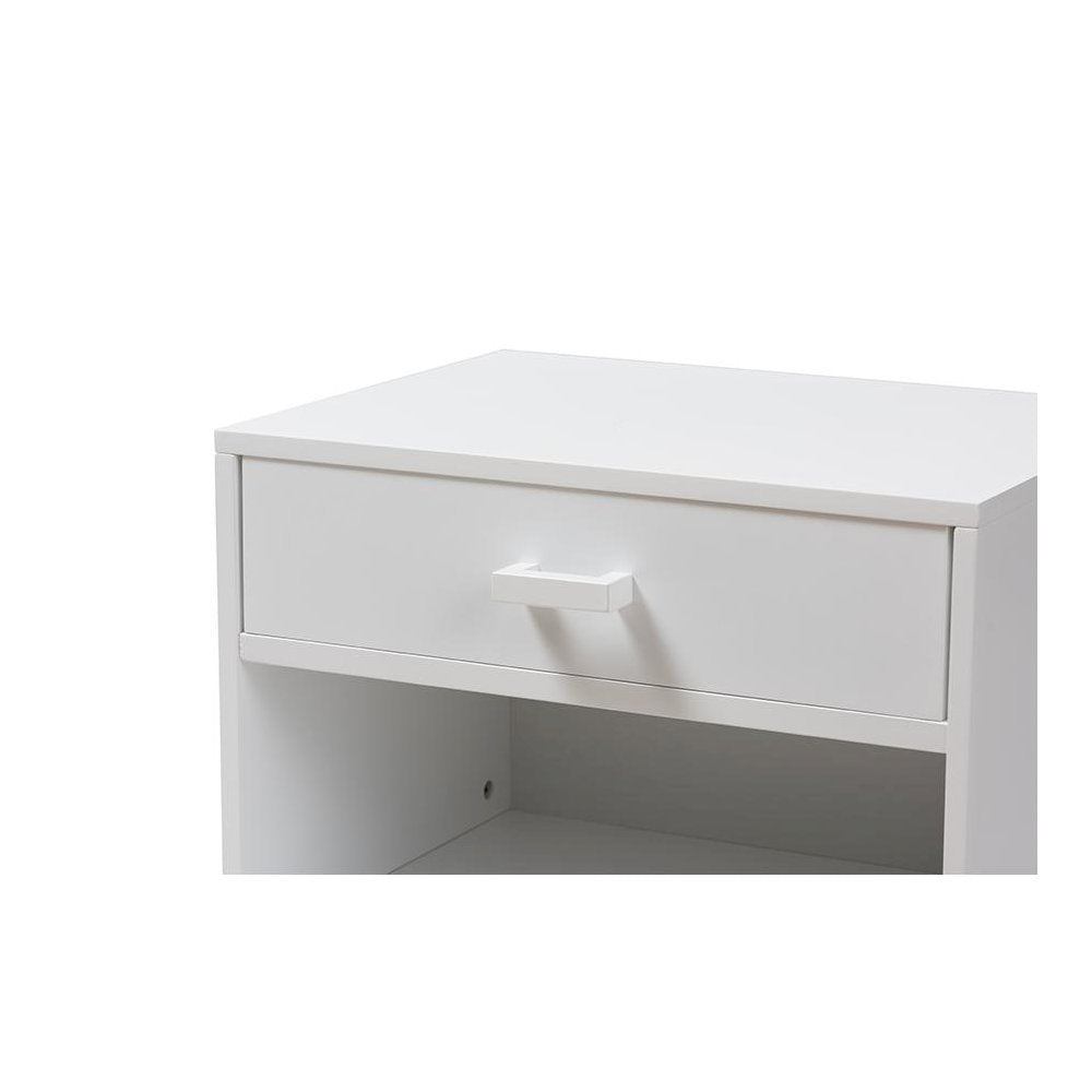 Deirdre Modern and Contemporary White Wood 1-Drawer Nightstand