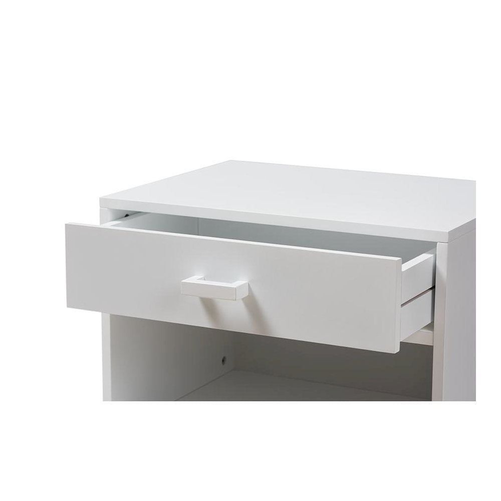 Deirdre Modern and Contemporary White Wood 1-Drawer Nightstand
