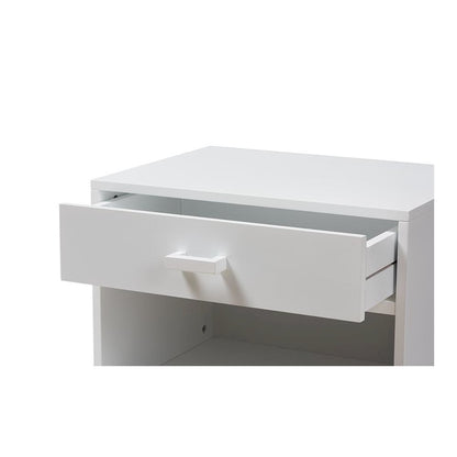 Deirdre Modern and Contemporary White Wood 1-Drawer Nightstand
