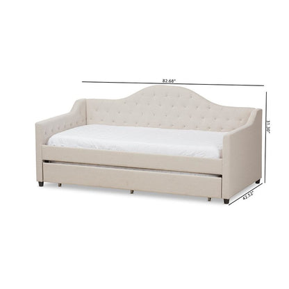 Perry Modern and Contemporary Light Beige Fabric Daybed with Trundle