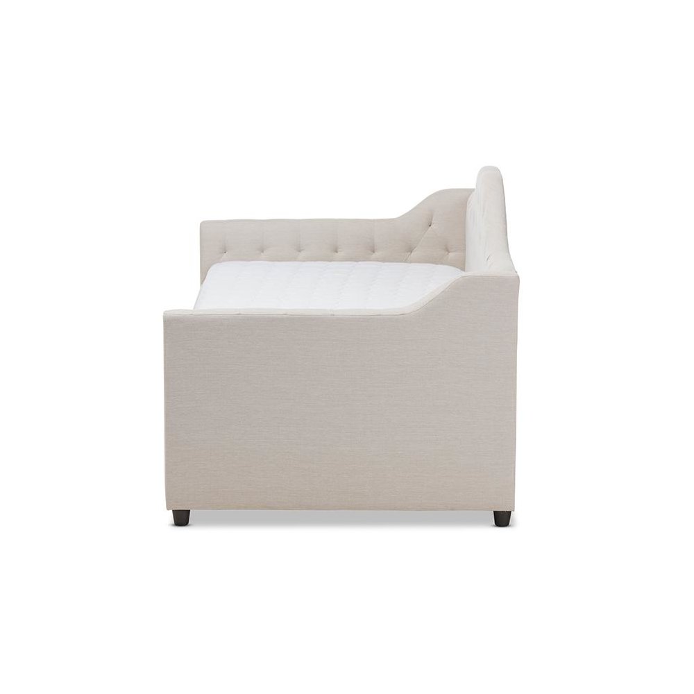 Perry Modern and Contemporary Light Beige Fabric Daybed with Trundle