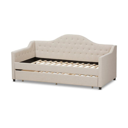 Perry Modern and Contemporary Light Beige Fabric Daybed with Trundle