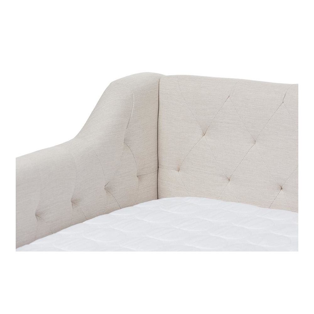 Perry Modern and Contemporary Light Beige Fabric Daybed with Trundle