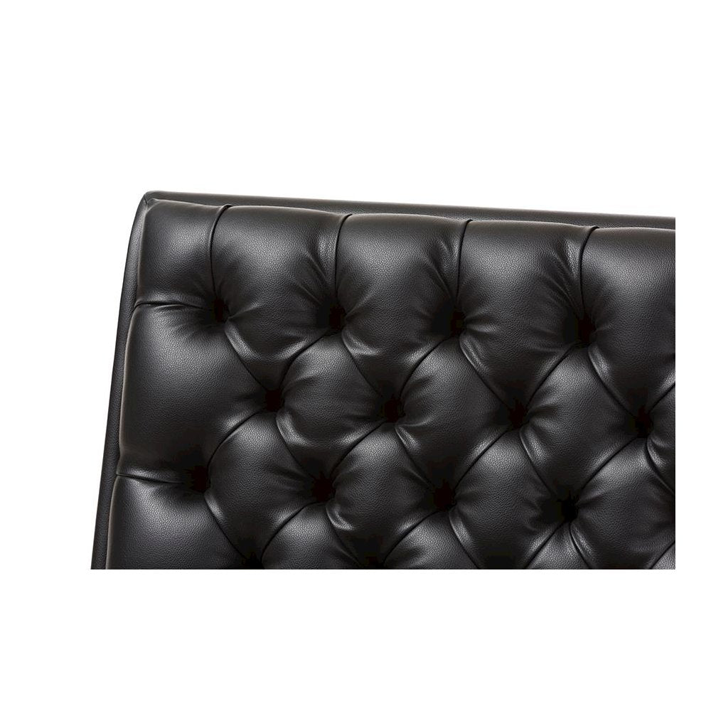 Leather Upholstered Walnut Finished Wood Lounge Chair