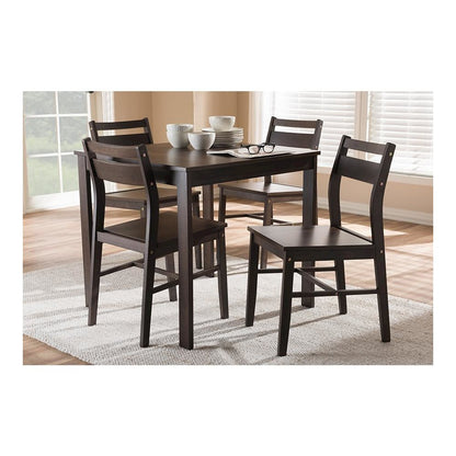 Baxton Studio Lovy Modern and Contemporary Walnut-Finished 5-Piece Dining Set