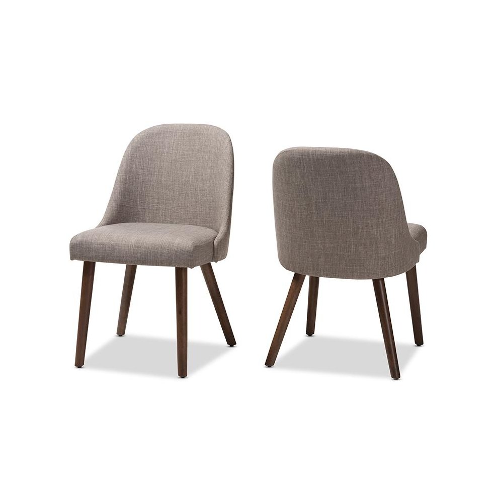 Light Grey Fabric Upholstered Walnut Finished Wood Dining Chair (Set of 2)