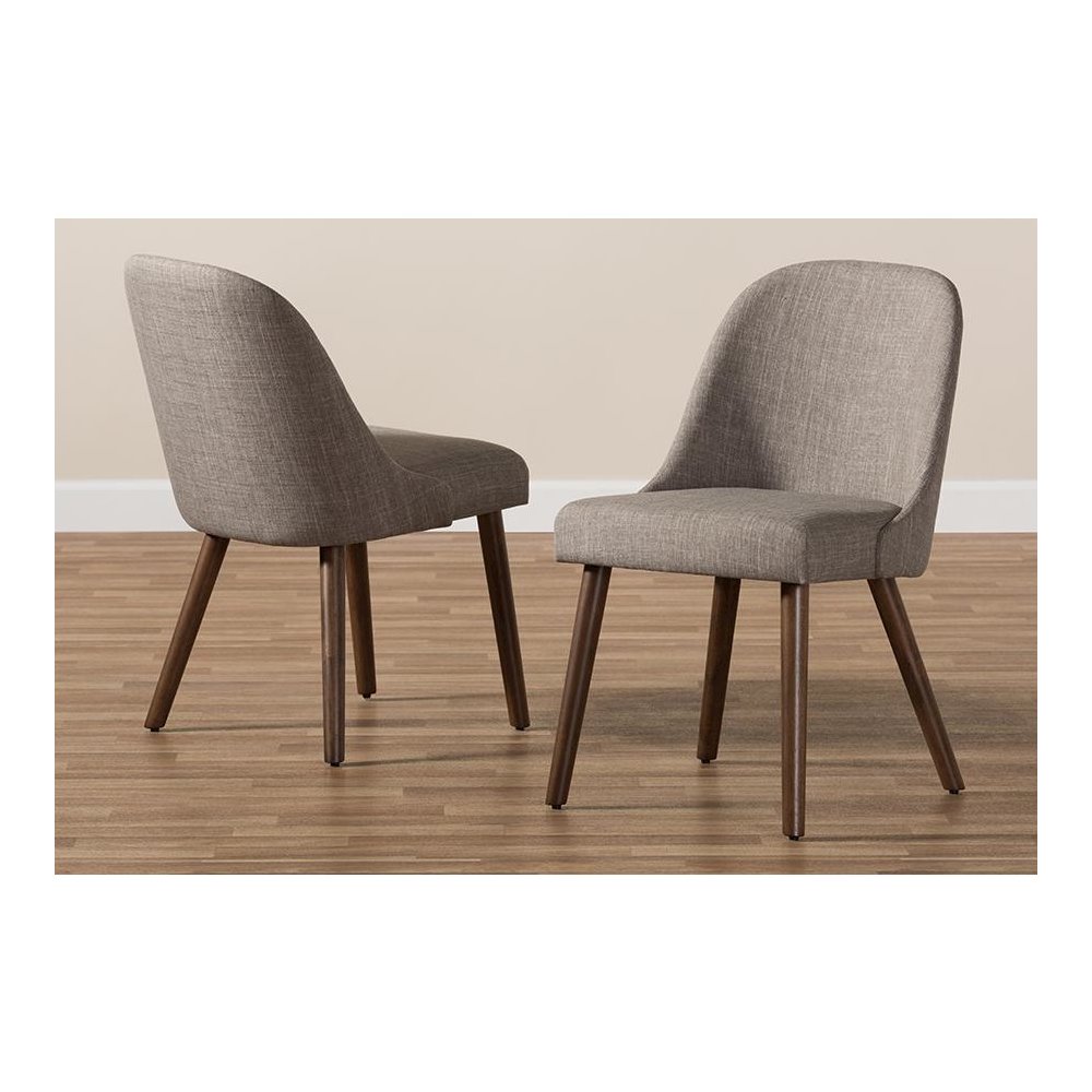 Light Grey Fabric Upholstered Walnut Finished Wood Dining Chair (Set of 2)