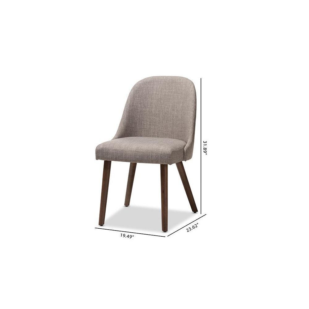 Light Grey Fabric Upholstered Walnut Finished Wood Dining Chair (Set of 2)
