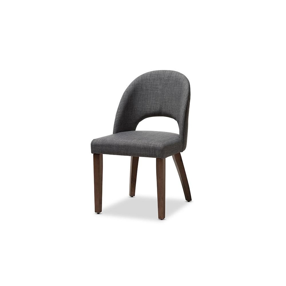 Dark Grey Fabric Upholstered Walnut Finished Wood 5-Piece Dining Set