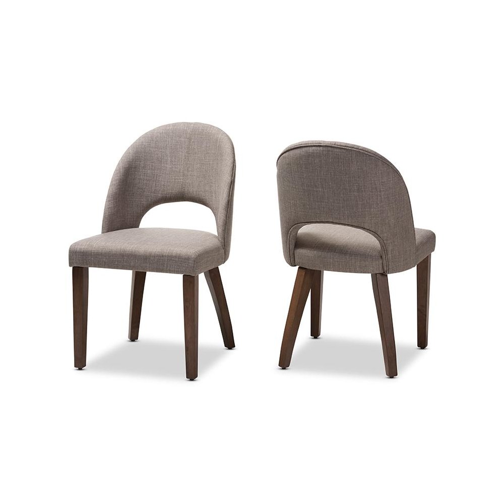 Light Grey Fabric Upholstered Walnut Finished Wood Dining Chair (Set of 2)