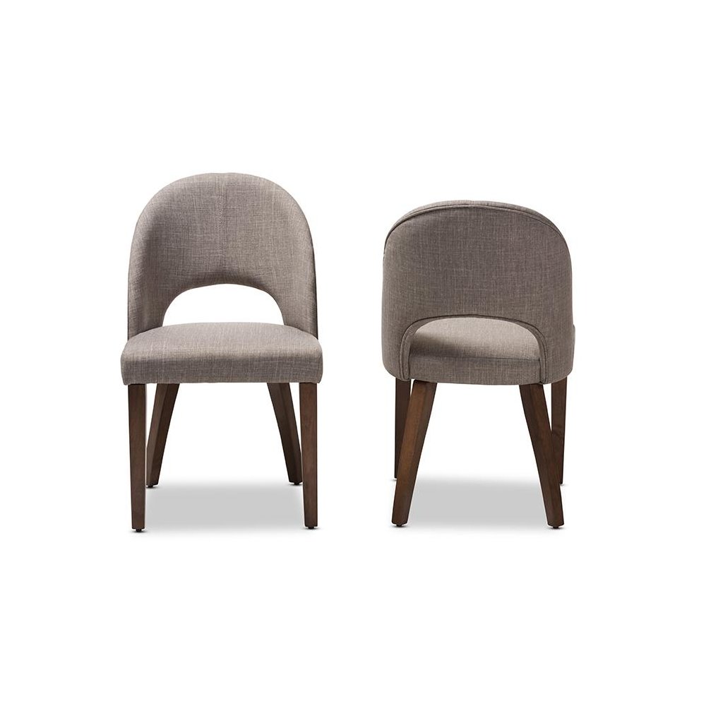 Light Grey Fabric Upholstered Walnut Finished Wood Dining Chair (Set of 2)
