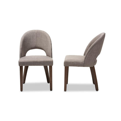 Light Grey Fabric Upholstered Walnut Finished Wood Dining Chair (Set of 2)
