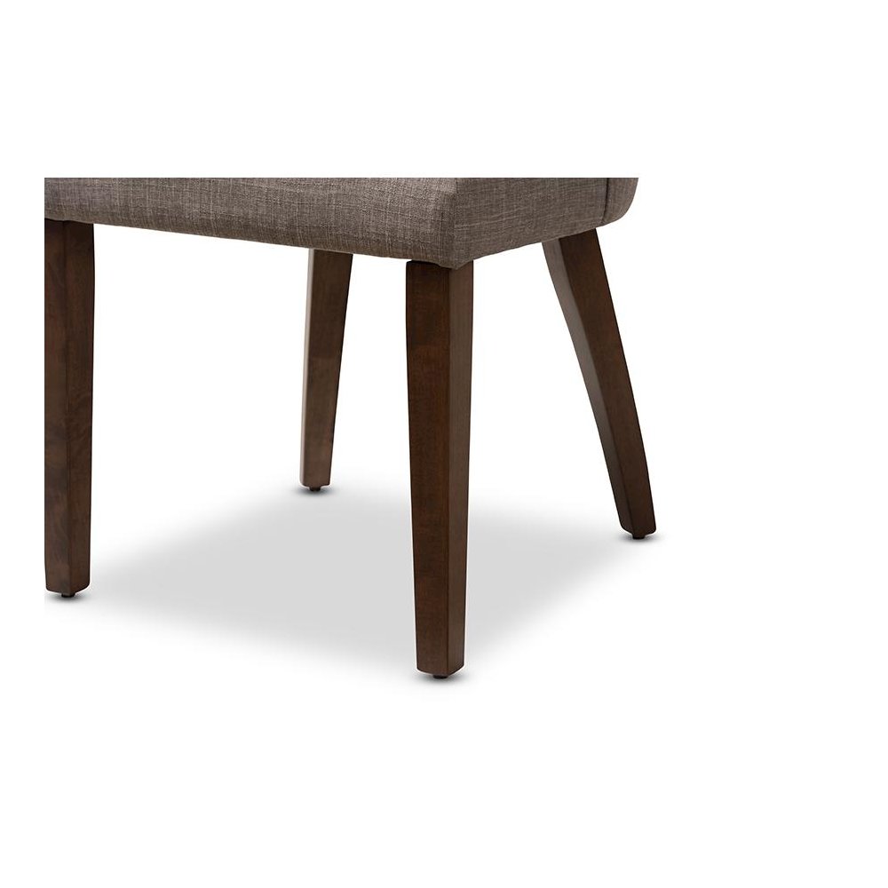 Light Grey Fabric Upholstered Walnut Finished Wood Dining Chair (Set of 2)